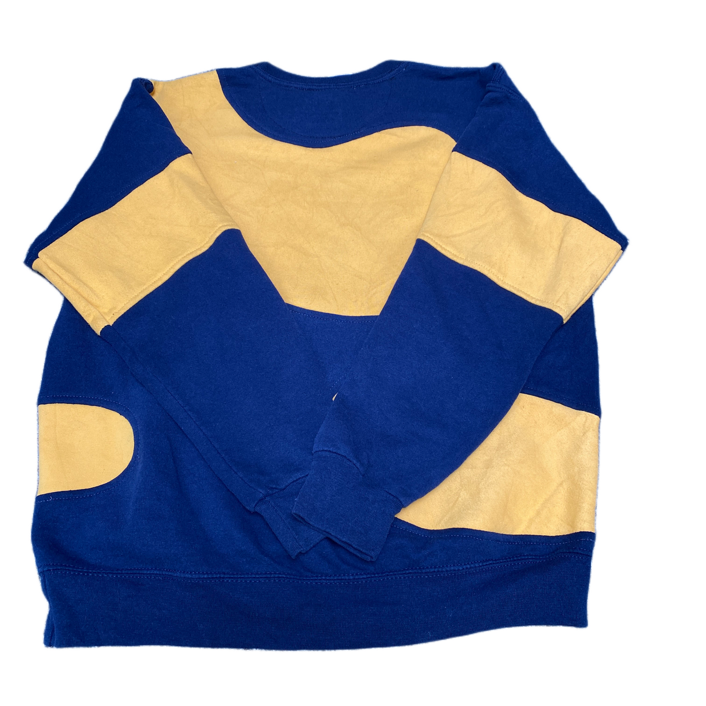 Nike Reworked Sweatshirt Men M Blue Yellow Embroidered Spellout Logo Vintage Y2K