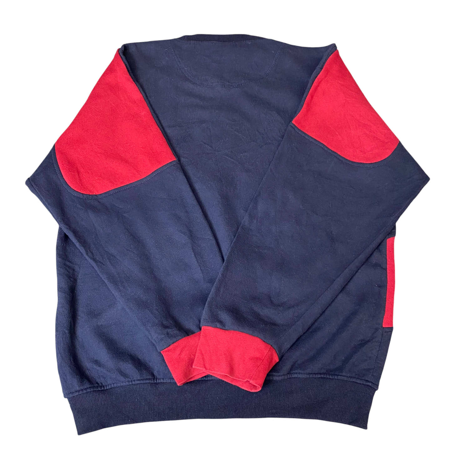 Nike Reworked Sweatshirt Mens L Red Navy Embroidered Spellout Logo Vintage Y2K