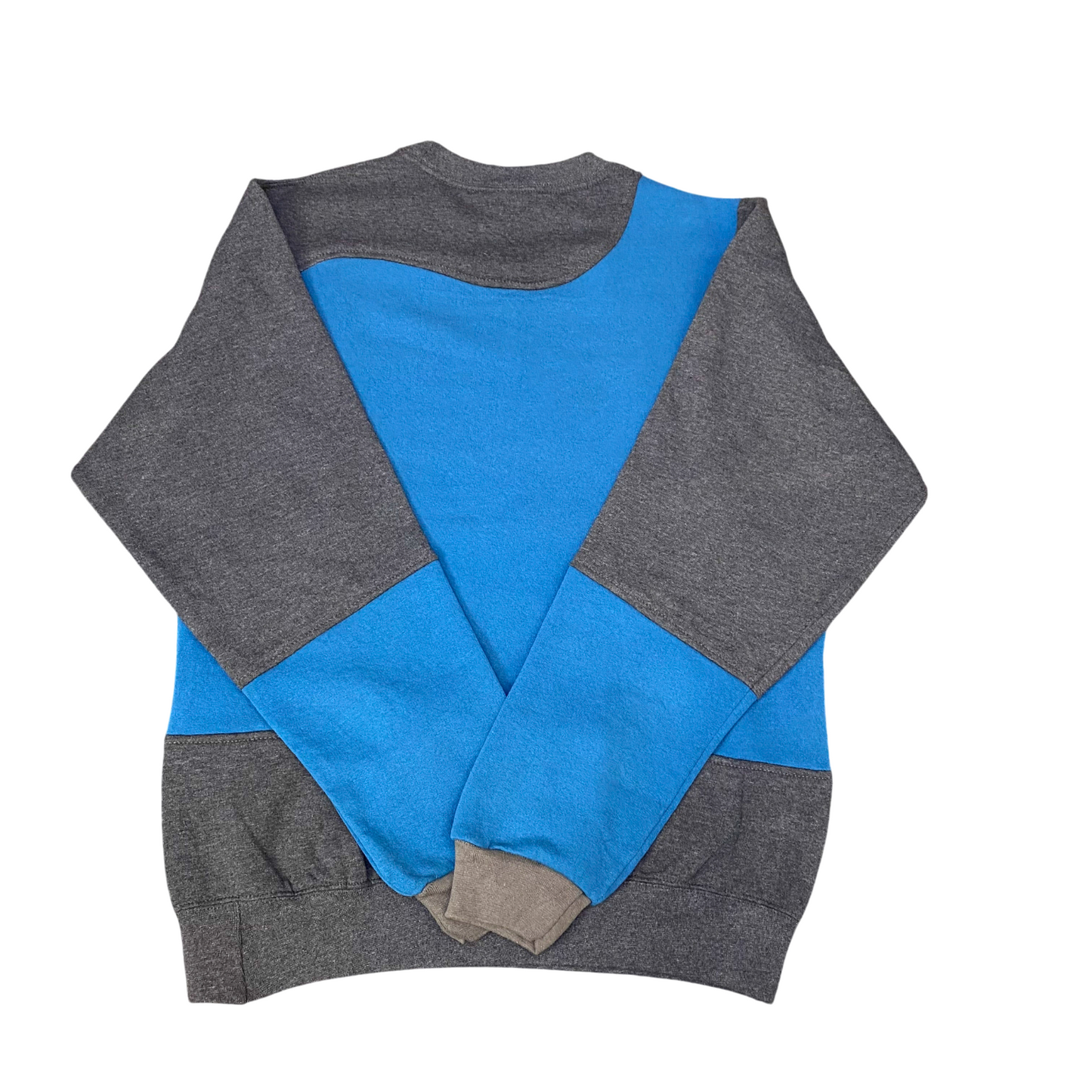 Nike Reworked Sweatshirt Mens Medium Blue Grey Embroidered Spell Out Logo