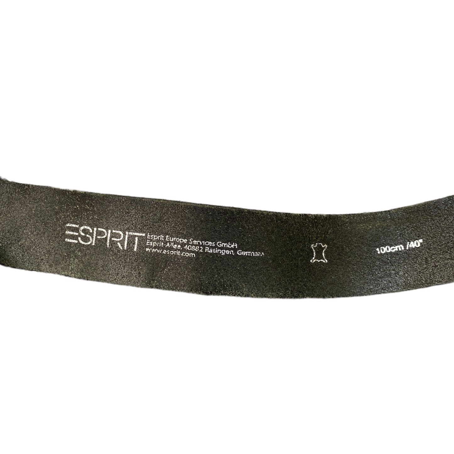 Esprit Waist Belt Mens Black Leather Adjustable Silver Pin Buckle 44 Inches