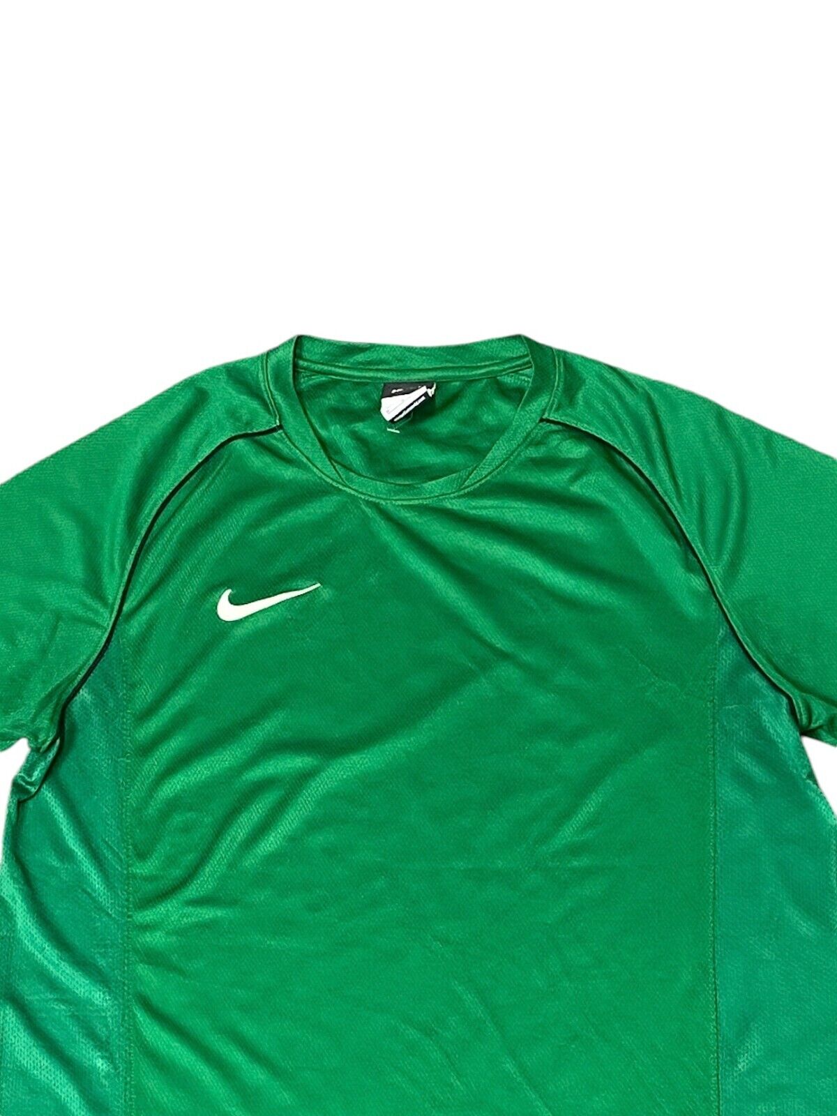 Nike T-Shirt Men's Medium Green Mesh Dri Fit Classic Crew Neck Trendy Pullover