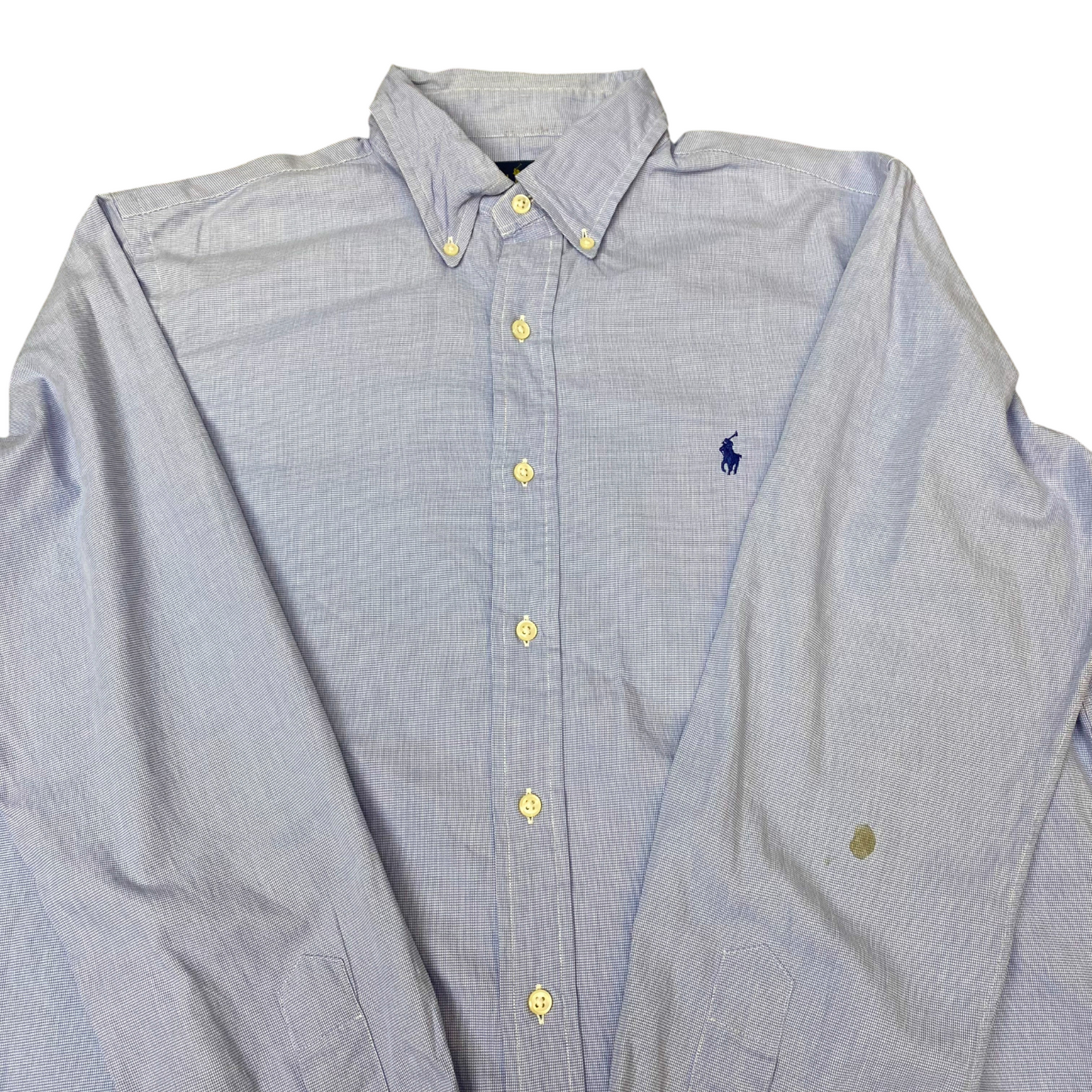 Ralph Lauren Formal Shirt Mens L Blue Solid Long Sleeve Pony Logo Button Down