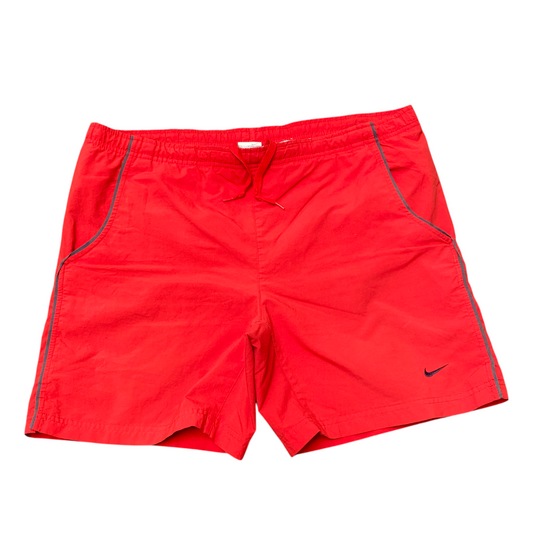 Nike Board Shorts Mens Medium Red Lined Swoosh Logo Elastic Waist Drawstring