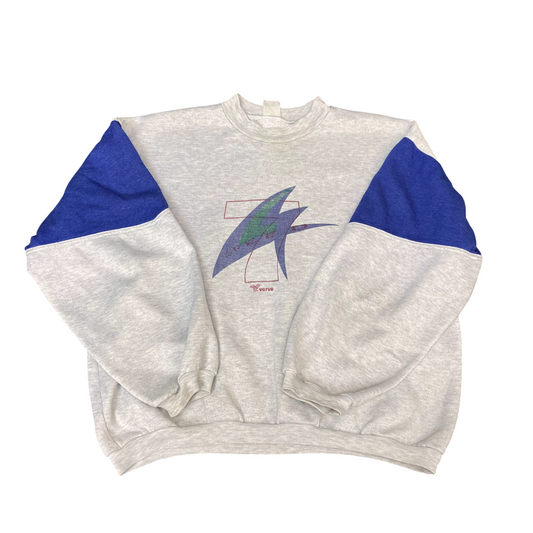 Verve Speed Sweatshirt Womens Large Grey Blue Long Sleeve Crew Neck Pullover