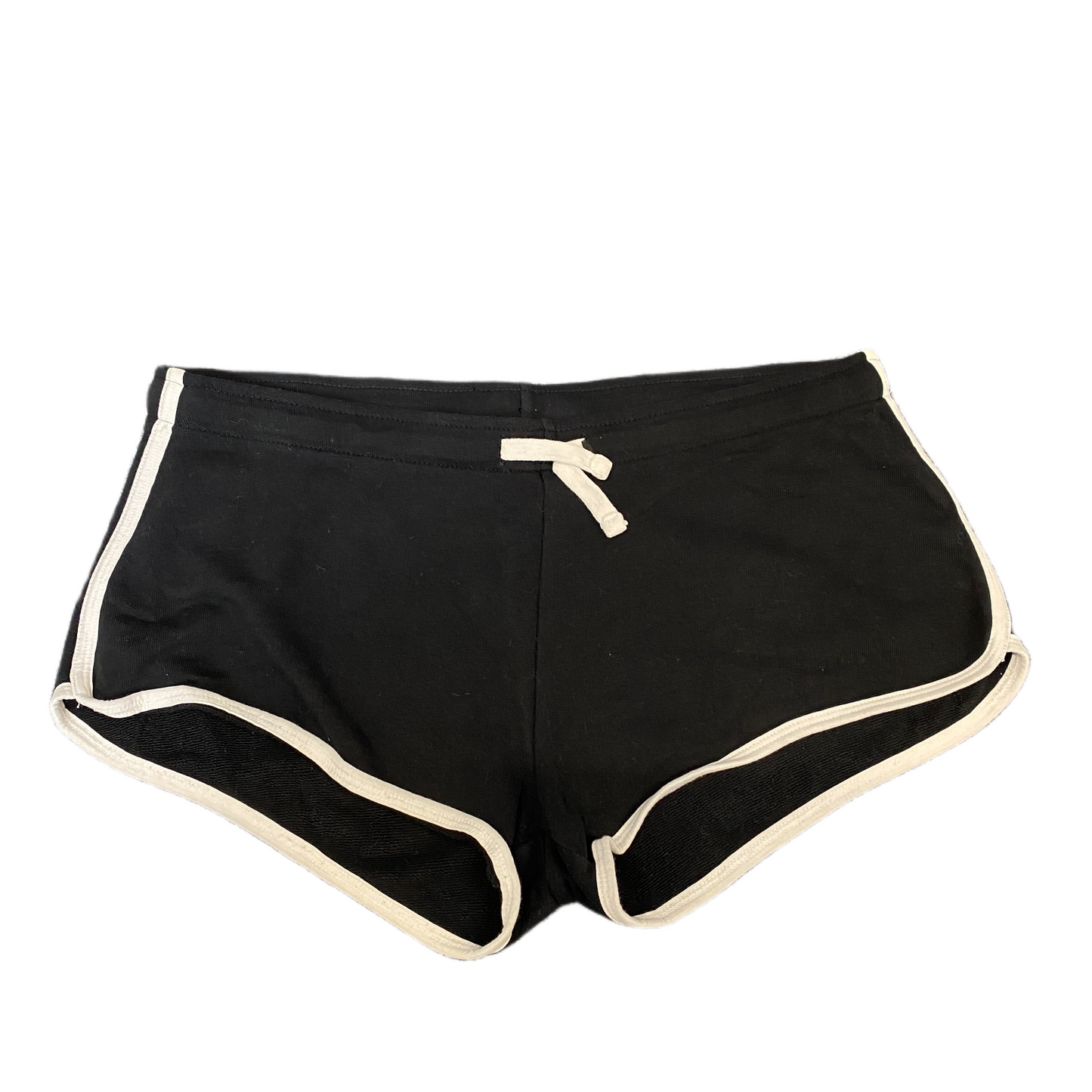 Running Sprinter Shorts Women L 32" Waist Black Athletic Gym Workout Dolphin Hem