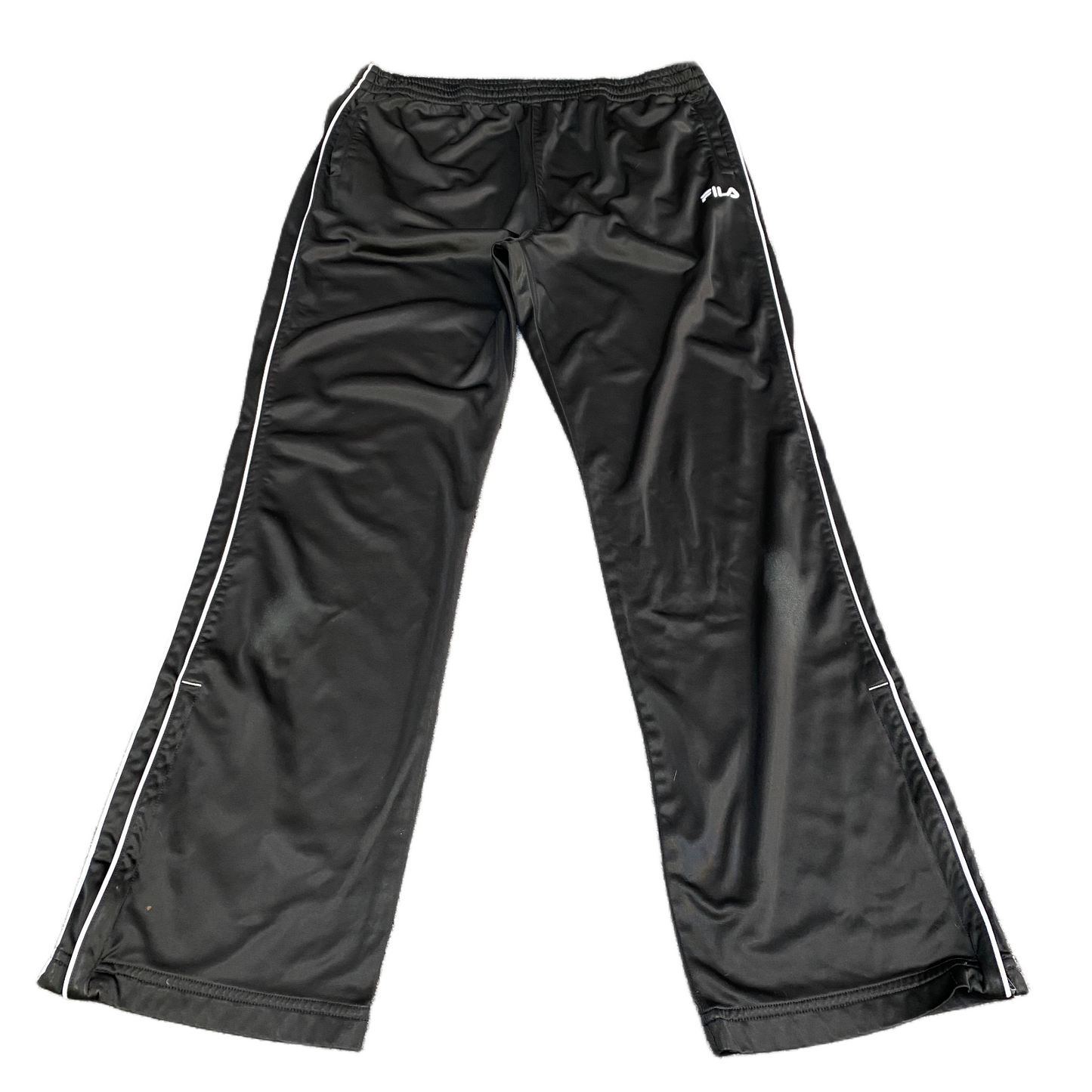 Fila Track Pants Fits as Mens 34" Waist Black Gym Comfort High Rise Trousers