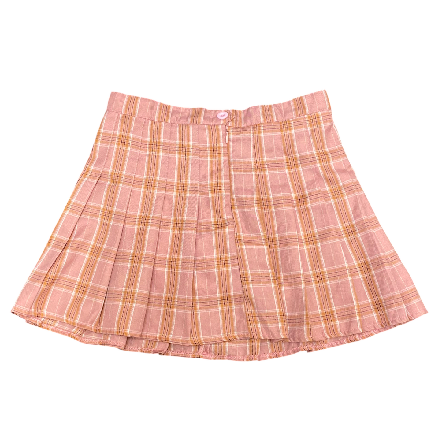 A-Line Mini Skirt Womens L Pink Plaid Pleated Lined School Preppy Outdoor