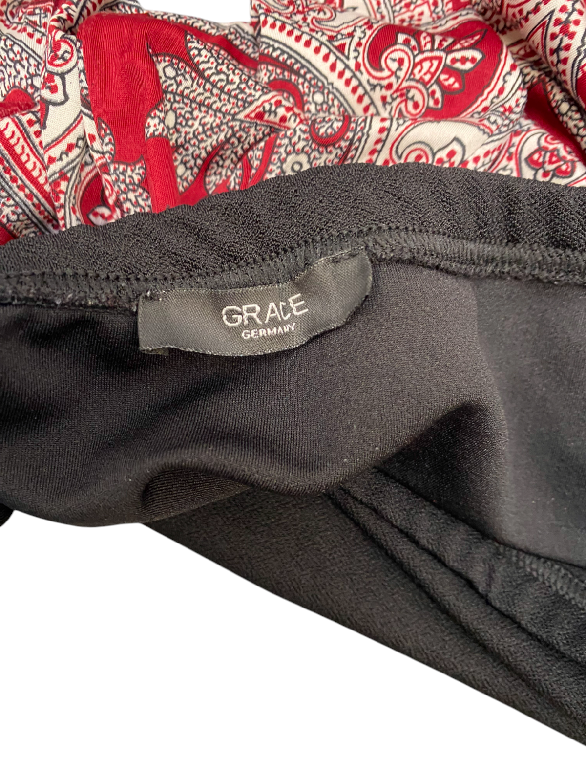 Grace Mini A Line Skirt Womens L Red Black Paisley Print Lined High Waisted