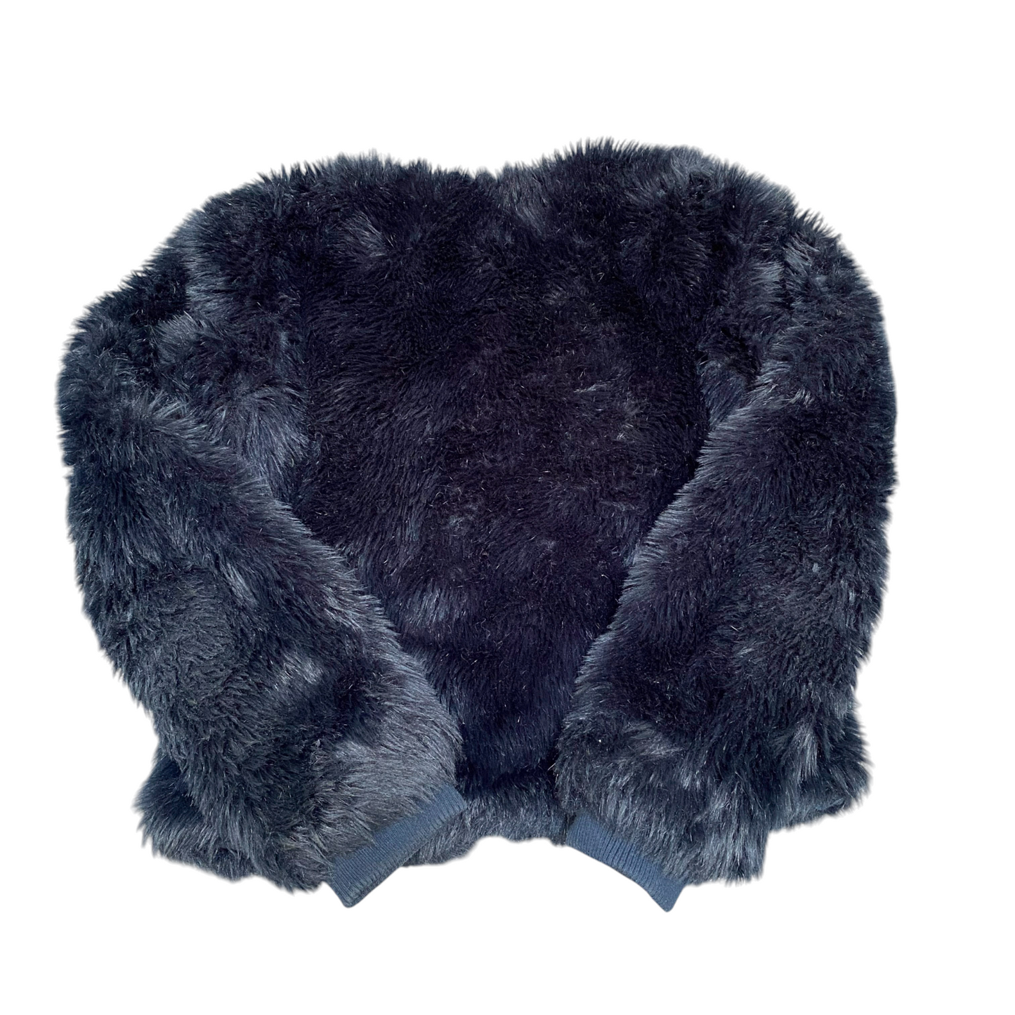 Only Shaggy Faux Fur Jacket Womens Medium Navy Lined Raglan Sleeve Full Zipper