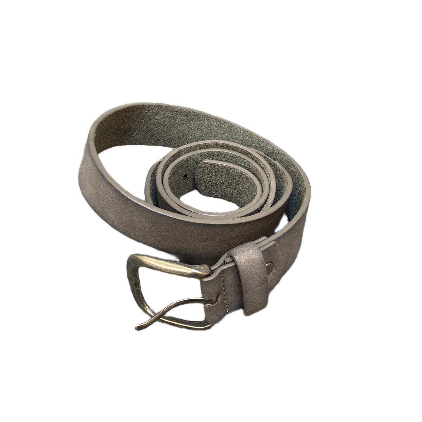 Mischmasch Berlin Men Grey Leather Belt Adjustable Silver Pin Buckle 47 inches
