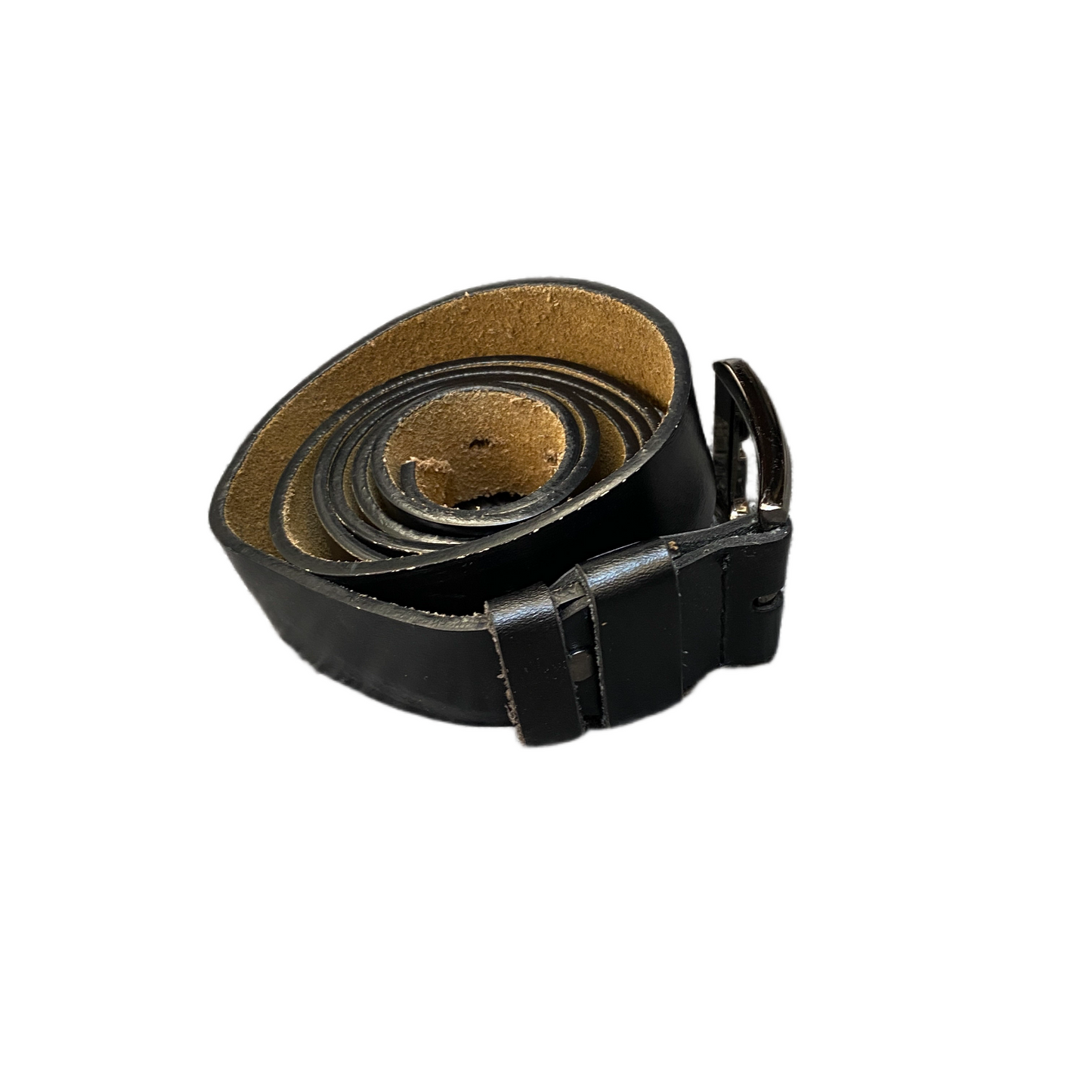 Waist Belt Men Black Leather Adjustable Classic Silver Pin Buckle 57.5 inches