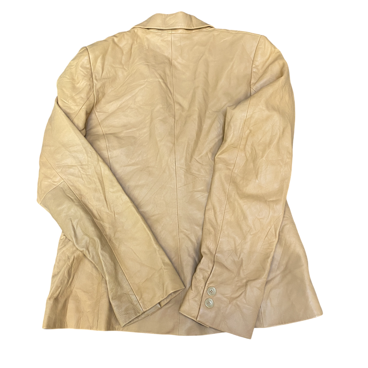 Banana Republic Genuine Leather Blazer Jacket Womens Small Beige Single Breasted