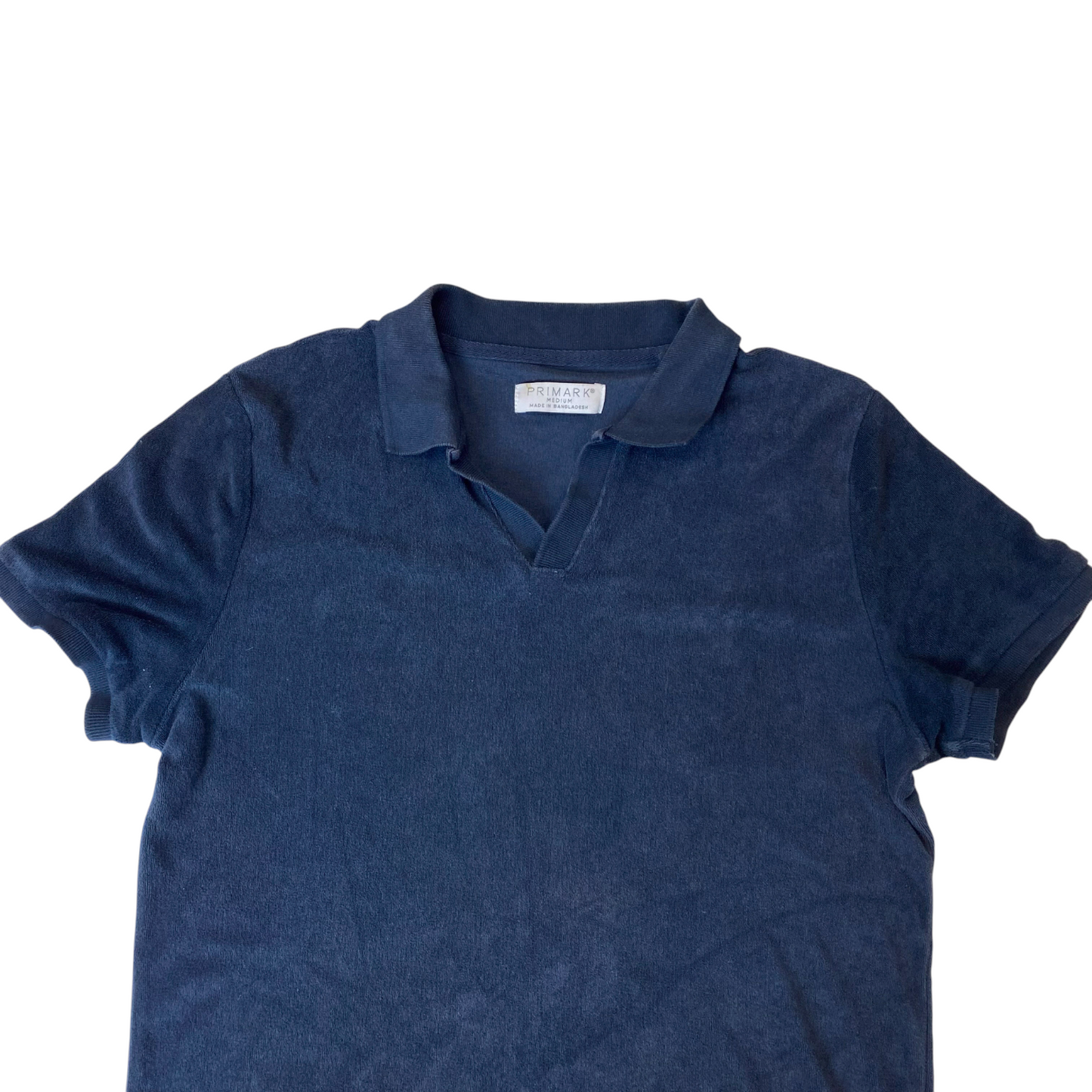 Primark Polo Shirt Mens M Blue Solid Short Sleeve Golf Performance Pullover