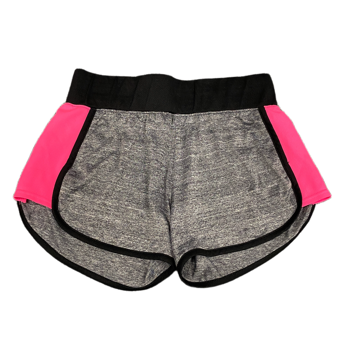 Athletic Shorts Women Small 26" Waist Grey Pink Mesh Panel Elastic Waist Pull On