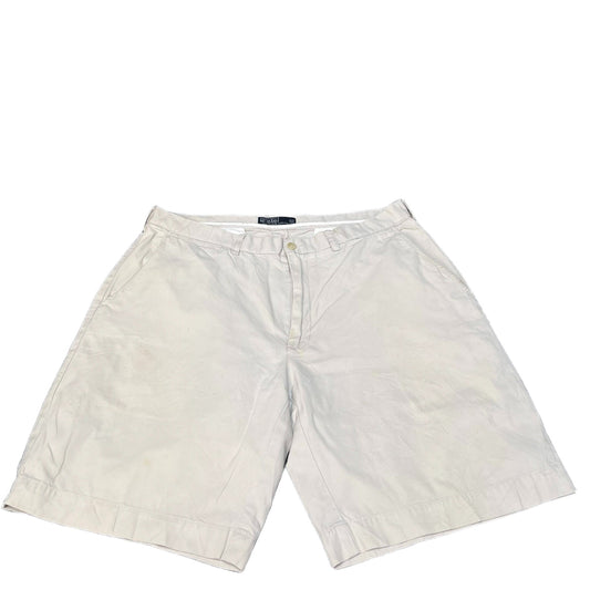 Vtg Polo Ralph Lauren Chino Shorts Fits as Mens XL 36" Waist Beige Flat Front