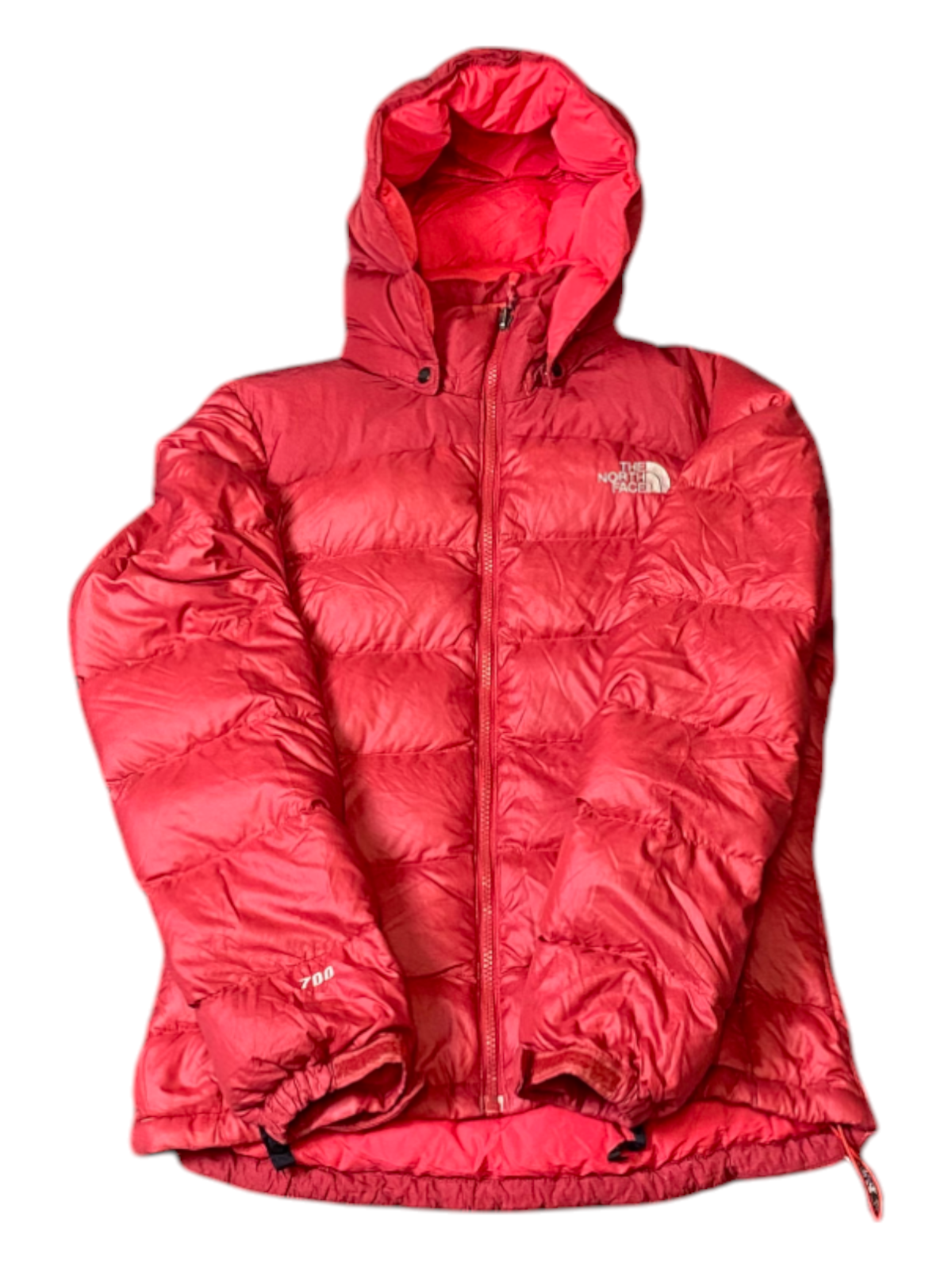 The North Face Nuptse 700 Down Puffer Jacket Women Medium Red Softshell Full Zip