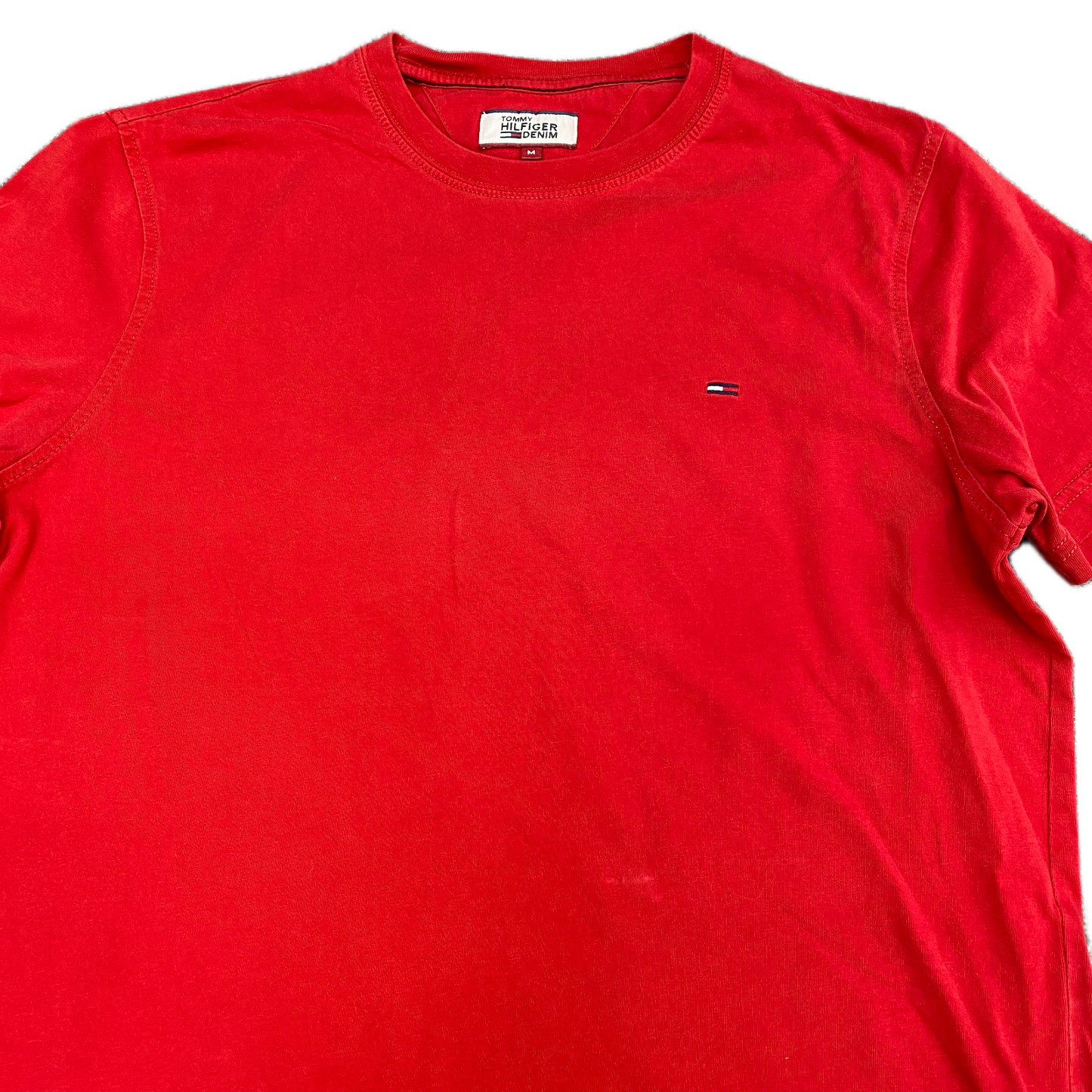 Tommy Hilfiger Shirt Mens Medium Red Extra Slim Fit Stretch Embroidered Logo Tee