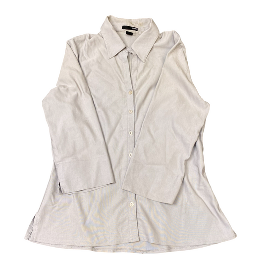 H&M Shirt Womens S Grey Long Sleeve Collared Slit Button Down Casual Outdoor