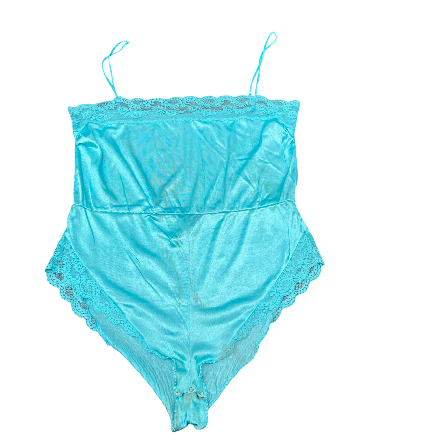 Lingerie Bodysuit Womens M Blue Lace Trim Nightwear Off Shoulder Comfort Fit