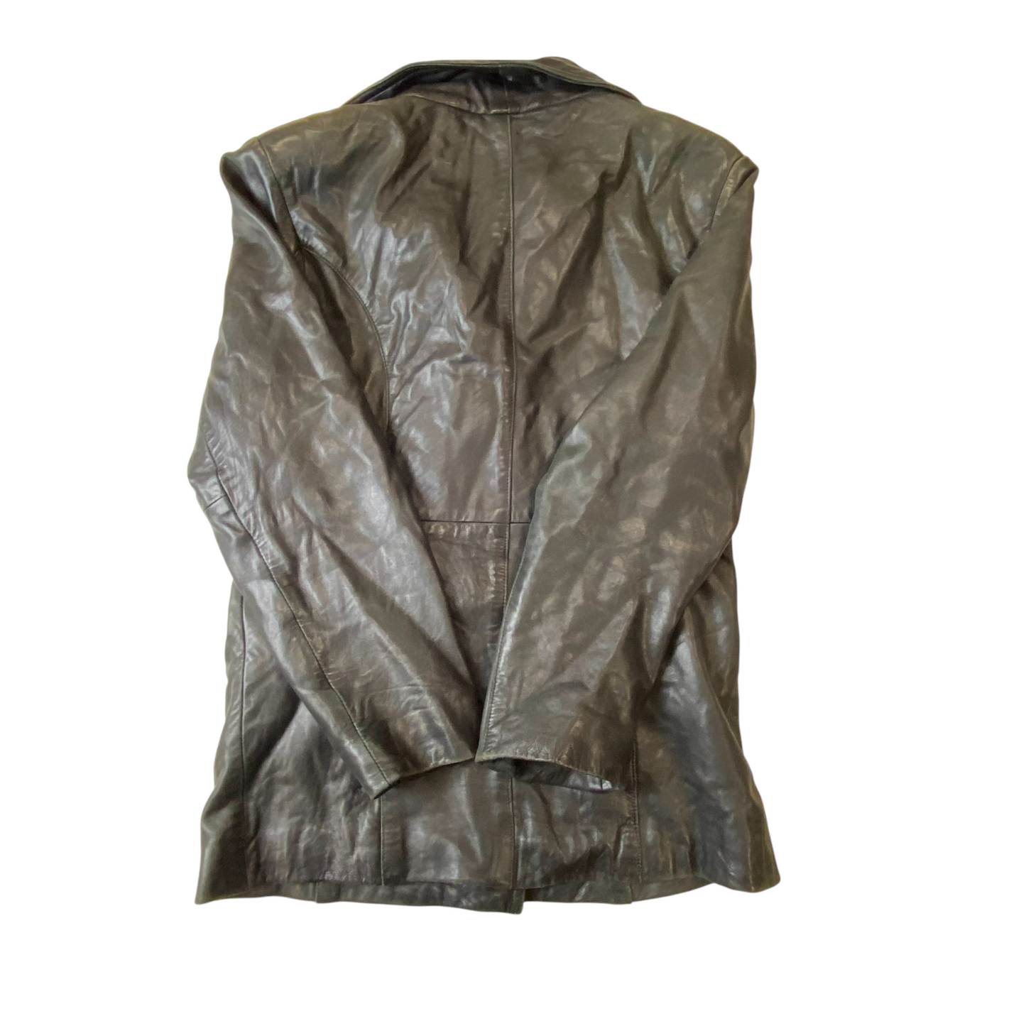 L'Art Classic Collection Leather Blazer Jacket Women Small Black Double Breasted