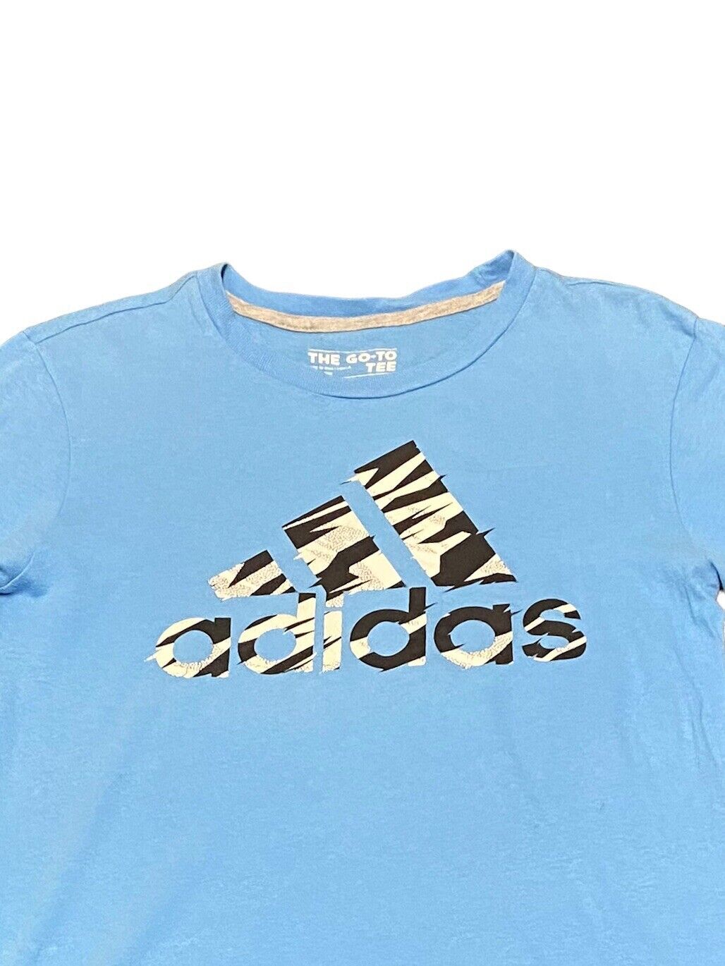 Adidas T-Shirt Blue Womens L Chest Logo