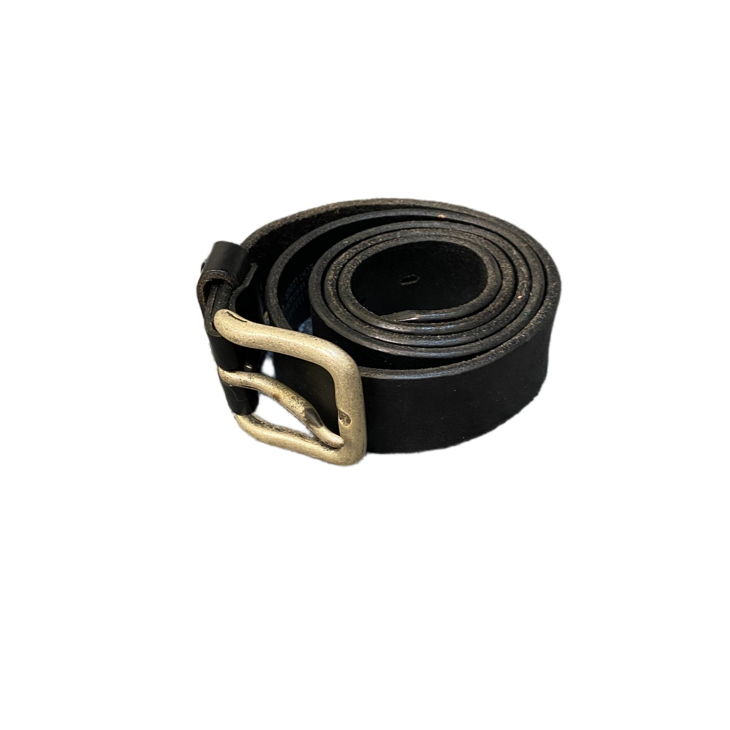 WitBoy Waist Belt Mens Black Leather Classic Brass Pin Buckle 42.5 inches