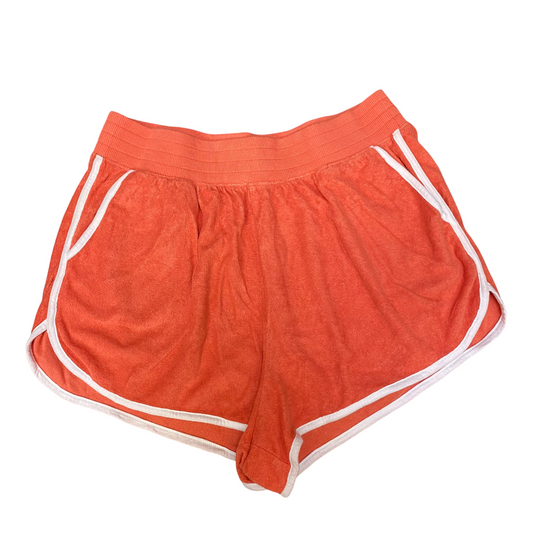 Boyfriend Shorts Womens Large Orange Athletic Workout Elastic Waist Dolphin Hem