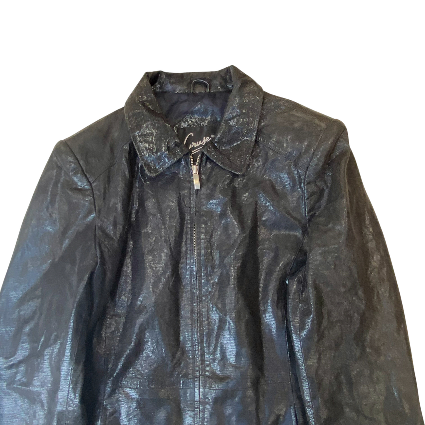 Cruse Jacket Men S Black Genuine Leather Pocket Long Sleeve Collared Full Zipper