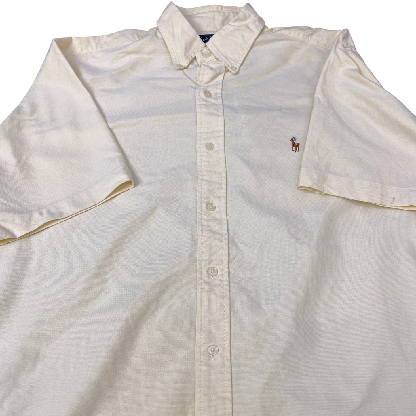 Ralph Lauren Shirt Mens M Yellow Classic Fit Short Sleeve Pony Logo Button Down