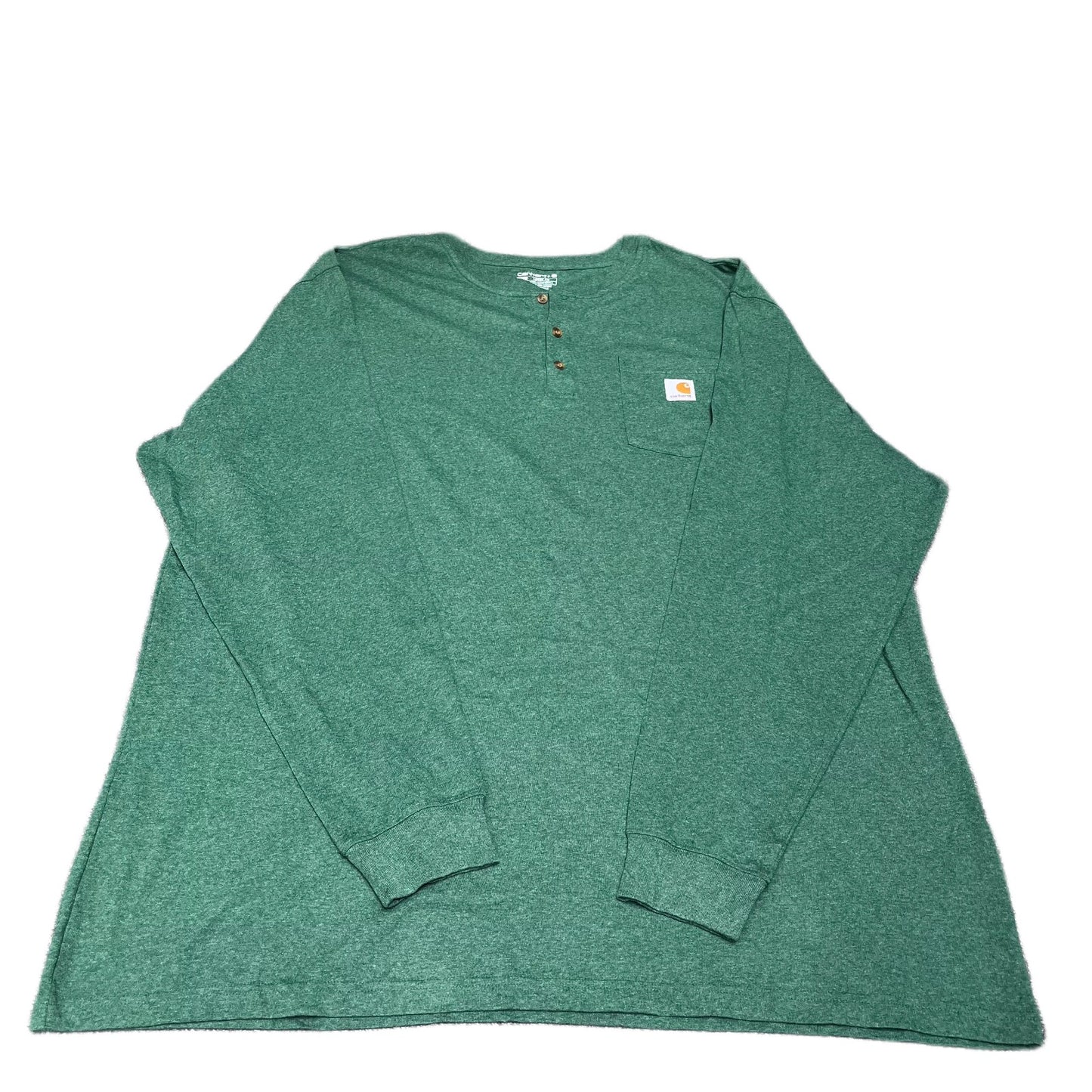 Carhartt Henley Pocket T-Shirt Mens 3XL Tall Green Loose Fit Long Sleeve Tee