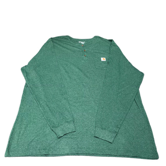 Carhartt Henley Pocket T-Shirt Mens 3XL Tall Green Loose Fit Long Sleeve Tee