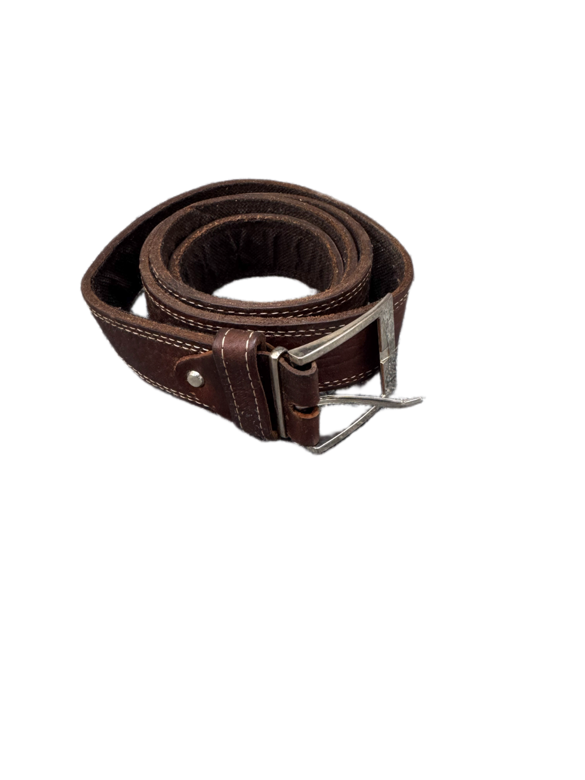 Waist Belt Mens Dark Brown Leather Adjustable Silver Pin Buckle 46.5 inches