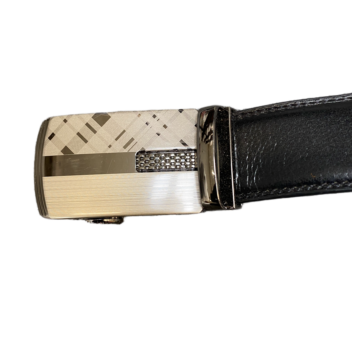 Fodera in Vera Pelle Waist Belt Mens Black Leather Plaque Buckle 42 inches