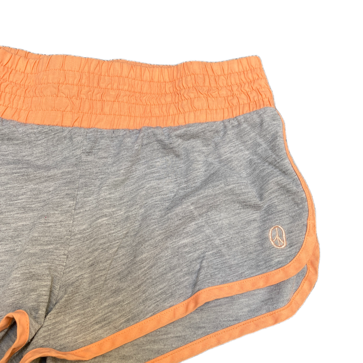 Running Sprinter Shorts Womens M 29" Waist Grey Orange Gym Workout Dolphin Hem