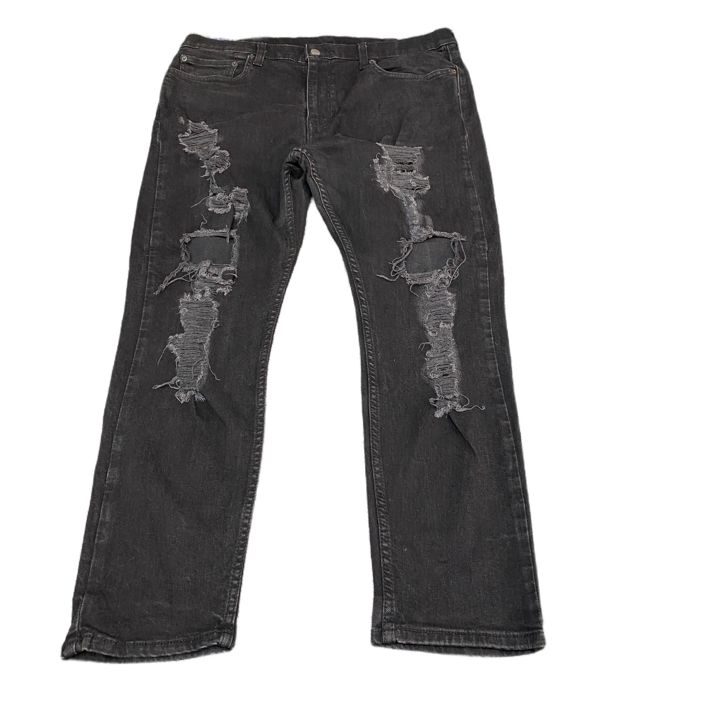 Levi's Jeans Fits as Mens 37" Waist Black Denim 512 Distressed Grunge Streetwear