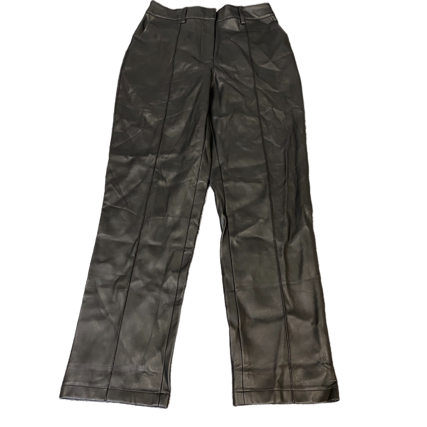 Na-Kd Joggers Fits as Womens 25" Waist Black Lined Faux Leather Pants Trousers
