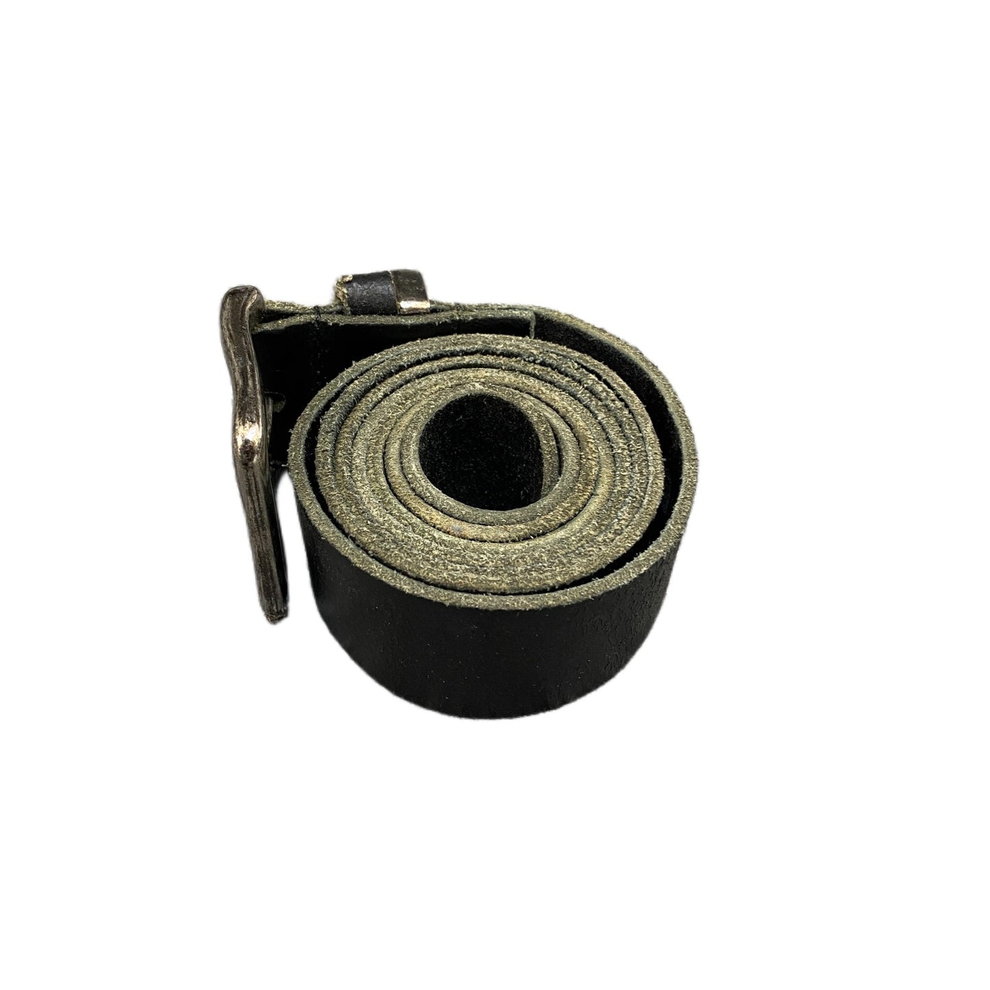 C&A Waist Belt Mens Large Black Leather Adjustable Silver Pin Buckle 43.5 Inches