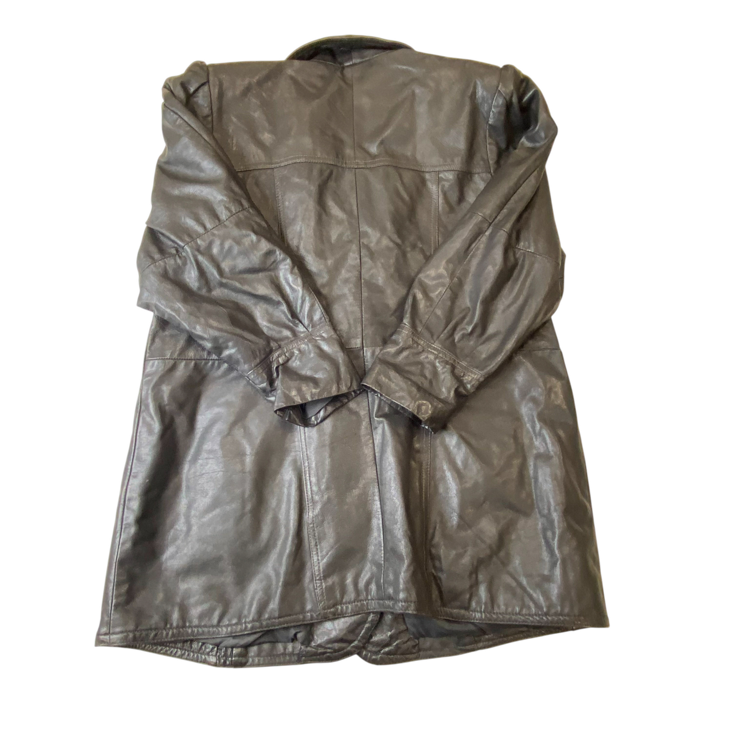 Women Leather Blazer Jacket Medium Black Long Sleeve Shawl Lapel Single Breasted