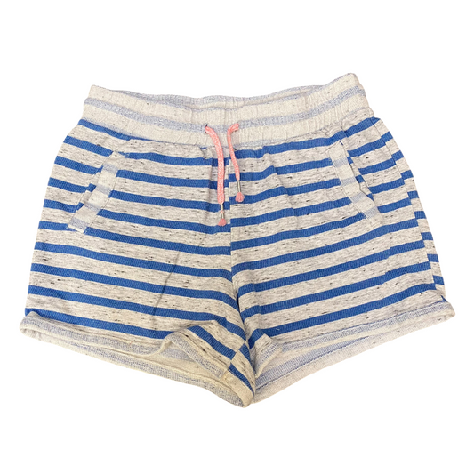 Running Sprinter Shorts Women XL Grey Blue Stripe Athletic Work Terry Drawstring