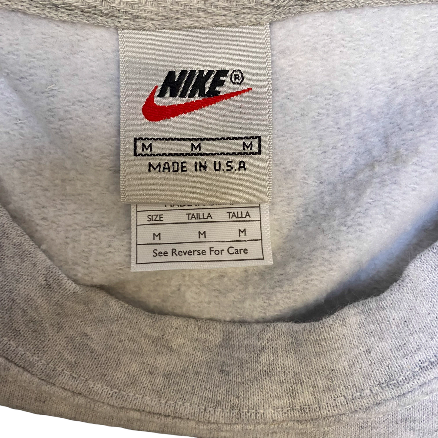 Nike Reworked Sweatshirt Mens M Blue Grey Embroidered Spellout Logo Vintage Y2K