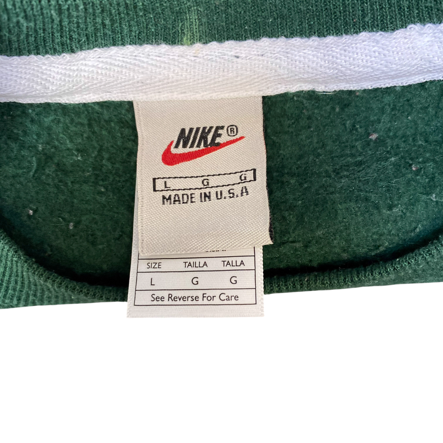 Nike Reworked Sweatshirt Mens L Blue Green Embroidered Spellout Logo Vintage Y2K