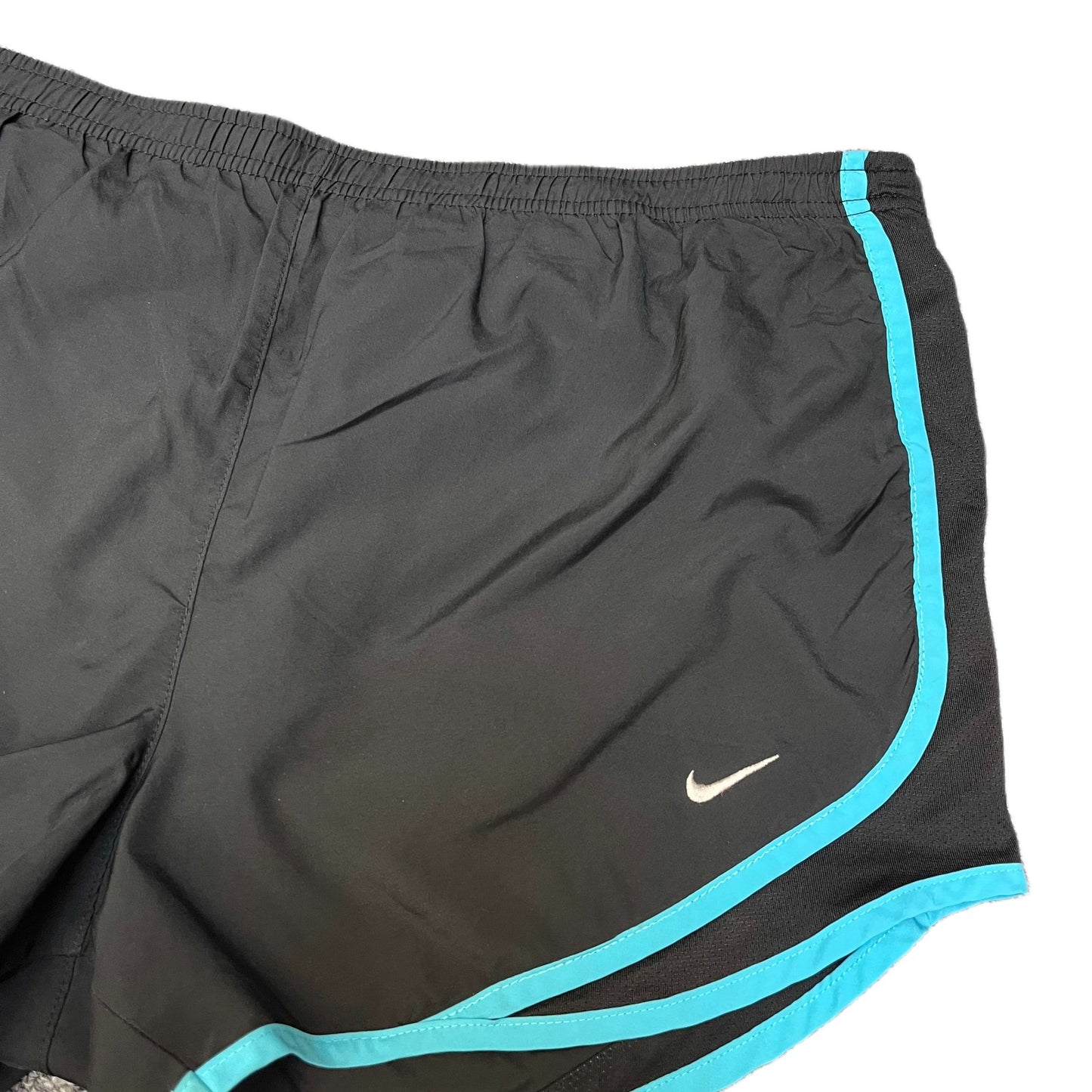 Nike Dri-FIT Running Shorts Fits as Women XL 34" Waist Black Stretch Dolphin Hem