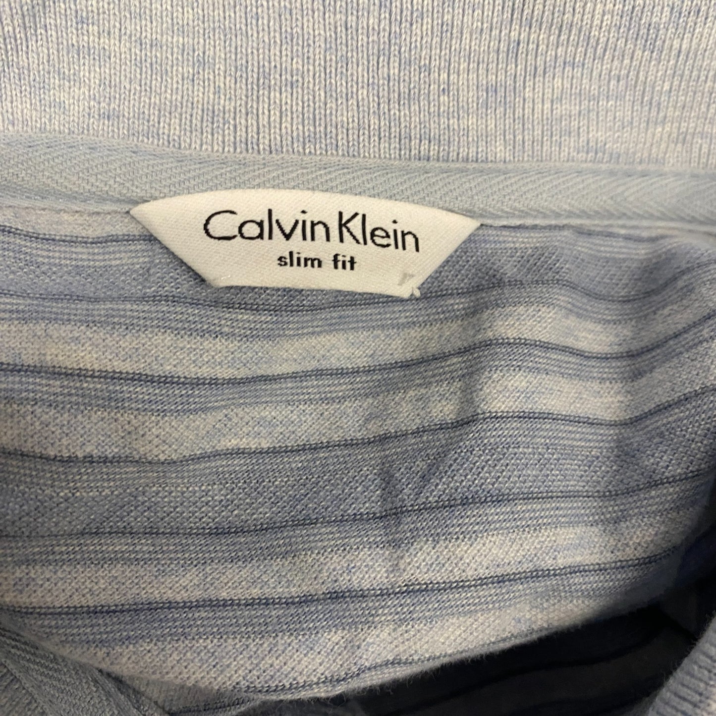 Calvin Klein Polo Shirt Mens M Grey Striped Slim Fit Golf Performance Popover