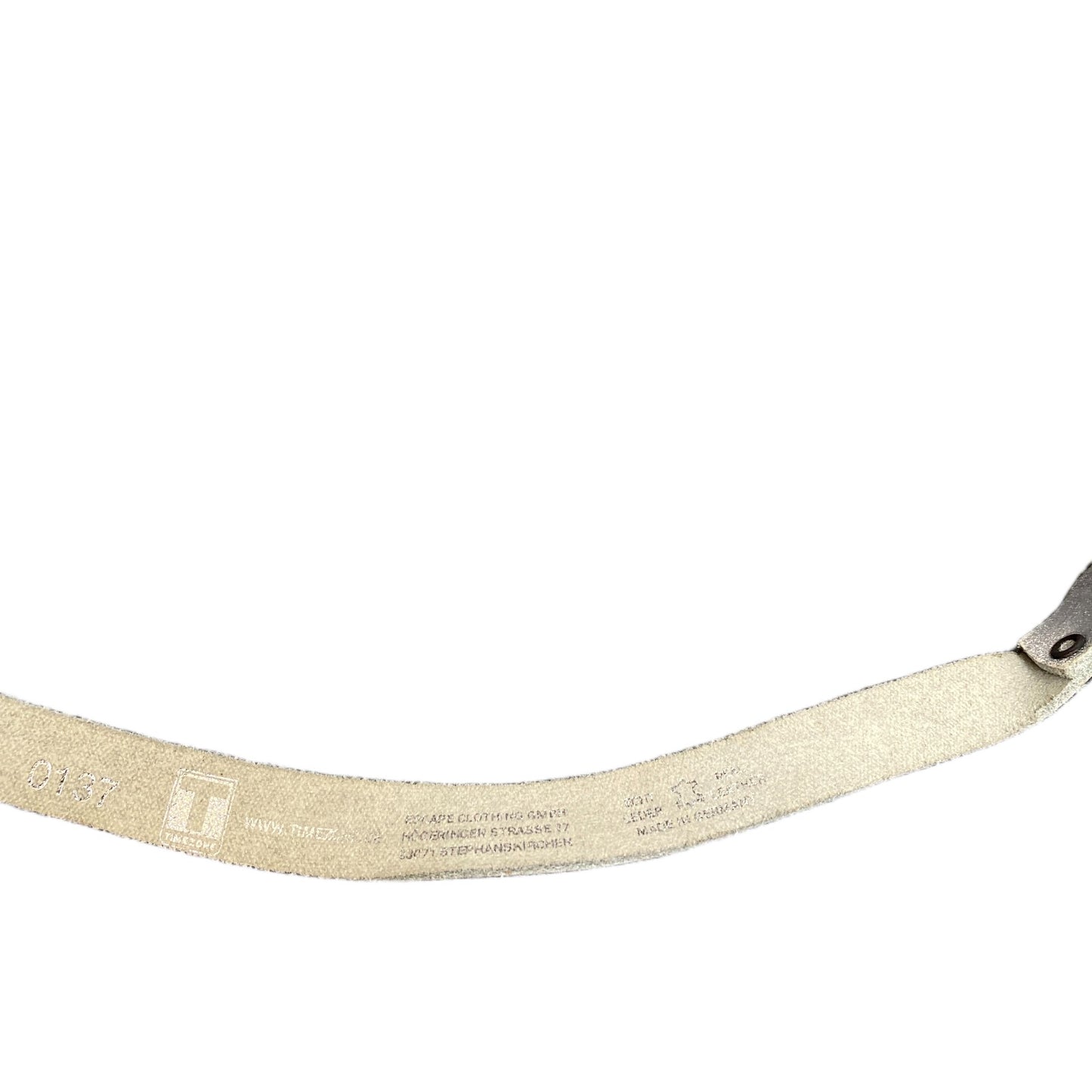 Timezone Waist Belt Womens White Leather Adjustable Gold Tone Buckle 39.5 Inches