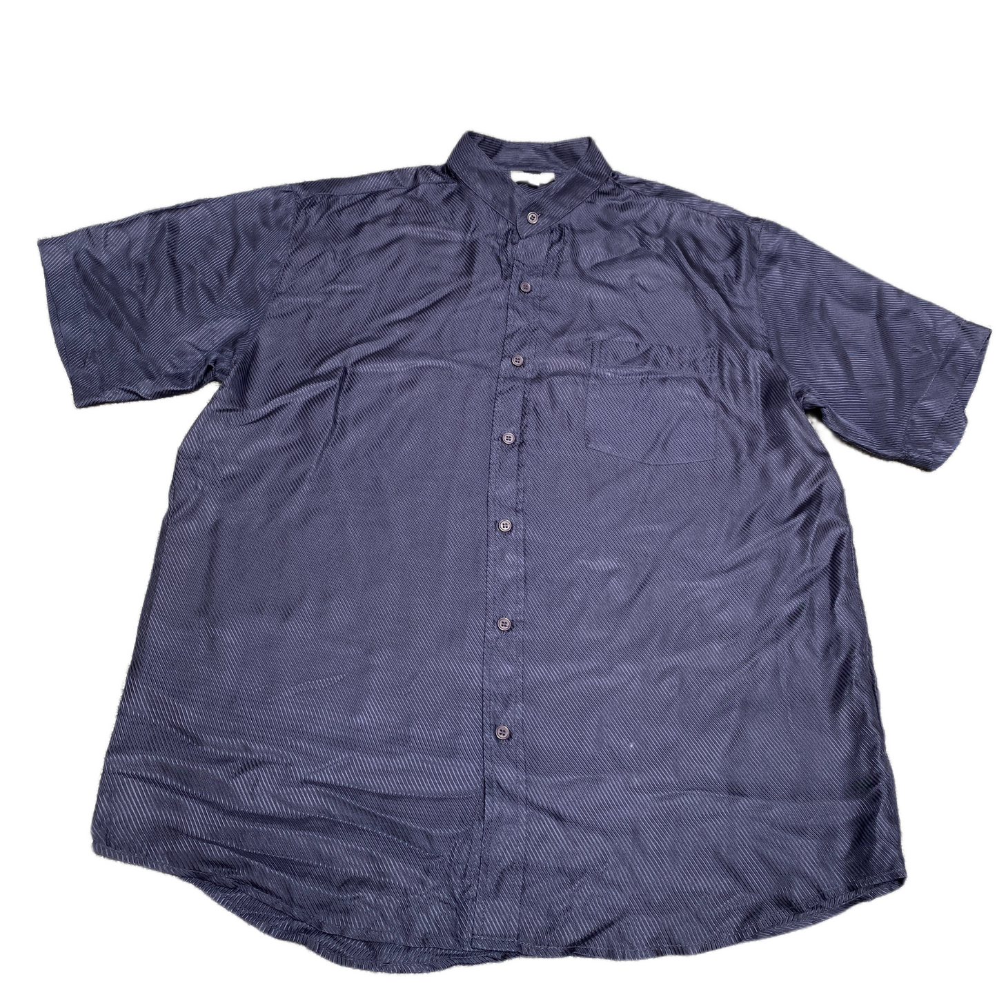 Vivre Club Shirt Mens Large Navy Self Striped Long Sleeve Chest Pocket Button Up