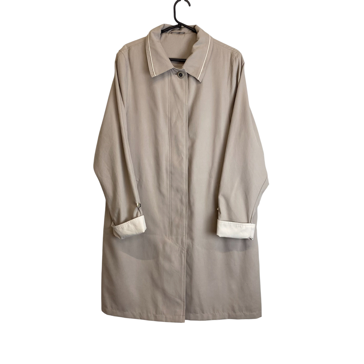 Trench Coat Womens XL Brown Pockets Long Sleeve Collared Button Front Outdoor