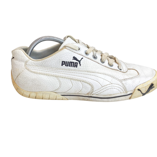Puma Speed Cat Tennis Sneakers Men's 8 White Pebeled Leather Low Top Lace Up
