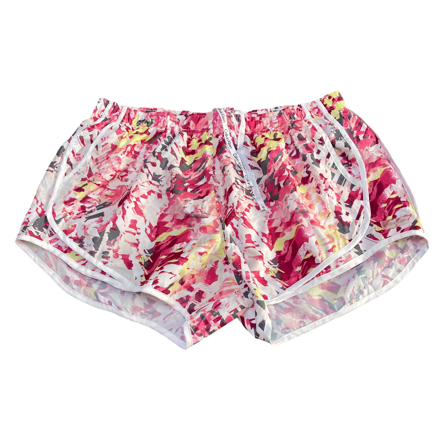 Running Sprinter Shorts Womens XL Pink White Lined Athletic Fit Elastic Waist
