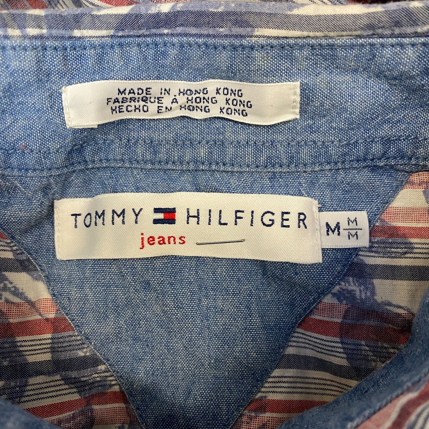 Tommy Hilfiger Shirt Womens M Multi Striped Floral Long Sleeve Collar Button Up
