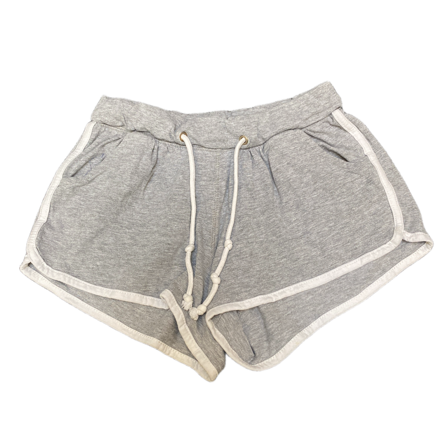 Running Sprinter Shorts Womens XS 25" Waist Grey Stretch Drawstring Dolphin Hem